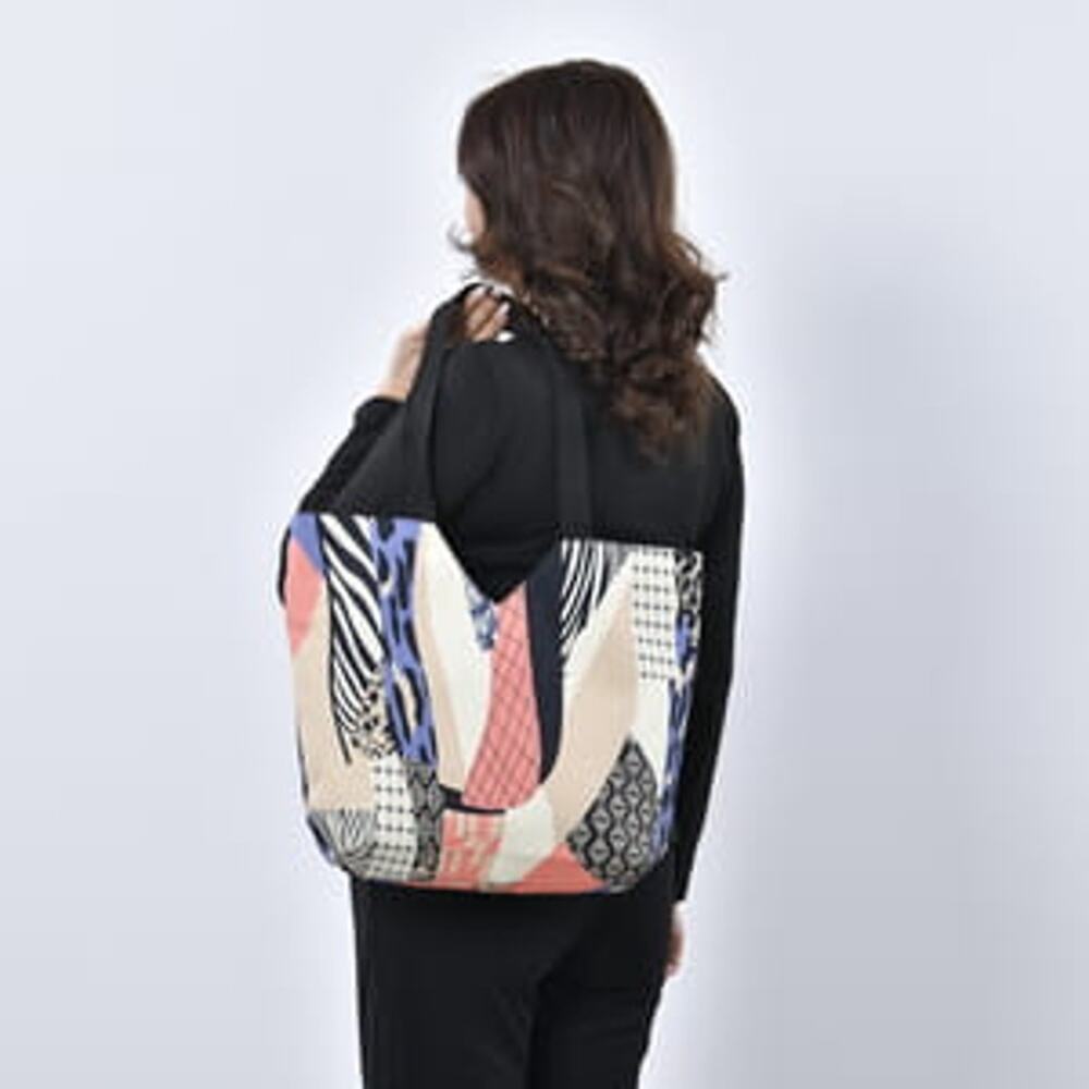 Nwot Multi Color Patchwork Printed Pattern Tote B… - image 2